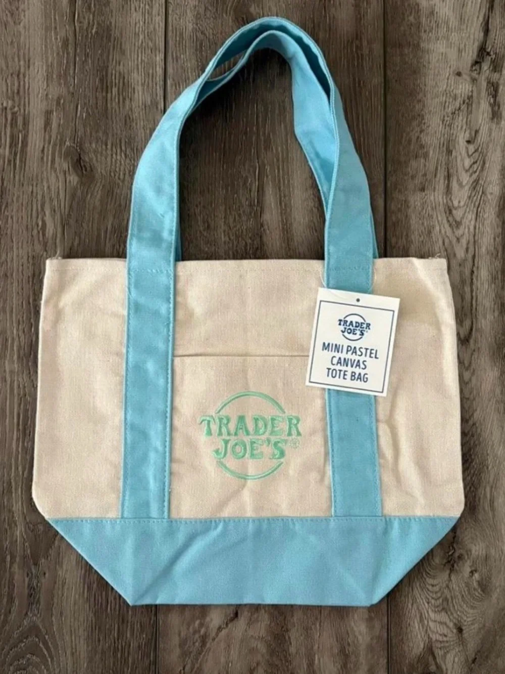 Mini Pastel Trader Joe’s Canvas Tote Bag - Pink, Lavender, Mint, Aqua - Picture 2 of 5